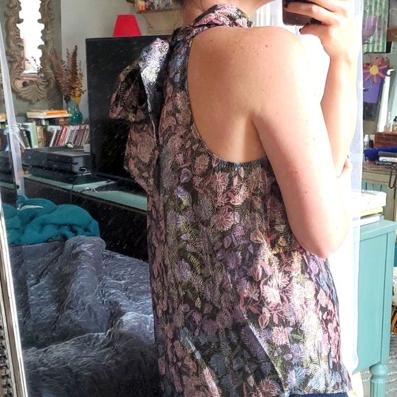 J. Crew Silk Blend Iridescent Floral High Neck Top - Picture 6 of 11